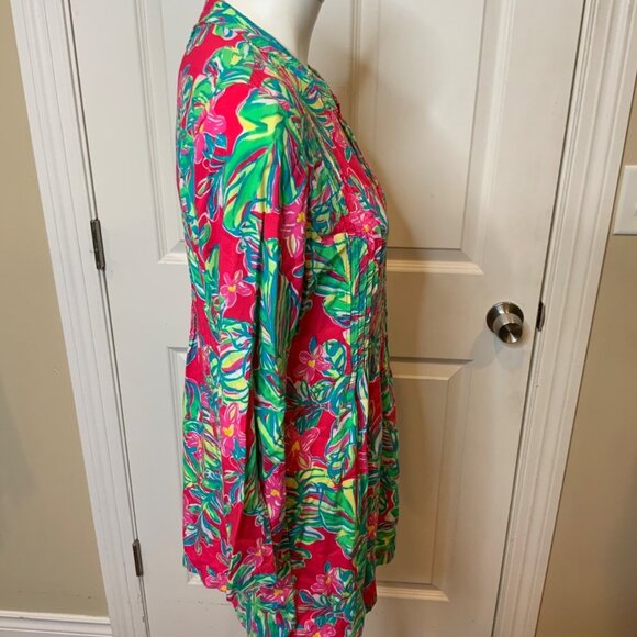 Lilly Pulitzer Pink Floral Sarasota Tunic, Size M - Picture 2 of 5